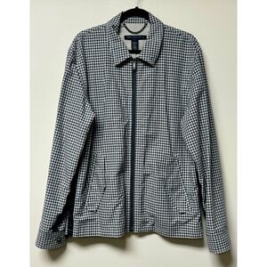 MARC BY MARC JACOBS Black/Ivory Linen Blend Zip Front Jacket, Sz L